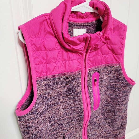 Cat & Jack Girls Size Medium 7-8 Fleece Knit Quilted Puffer Vest Pink - Picture 4 of 9